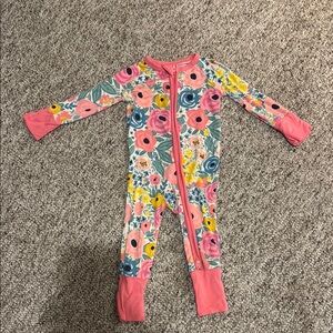 Little Sleepies Pink and Yellow Floral Footies